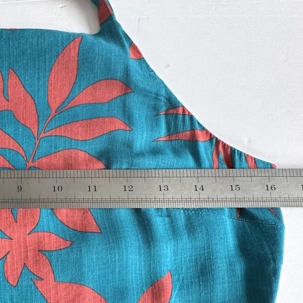 Old Navy Boho Coastal Beach Resort Tiered Teal Floral Maxi Dress Sz S Smocked - Picture 7 of 10
